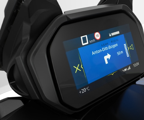 Aquí se ve la pantalla TFT con BMW Motorrad Connectivity.