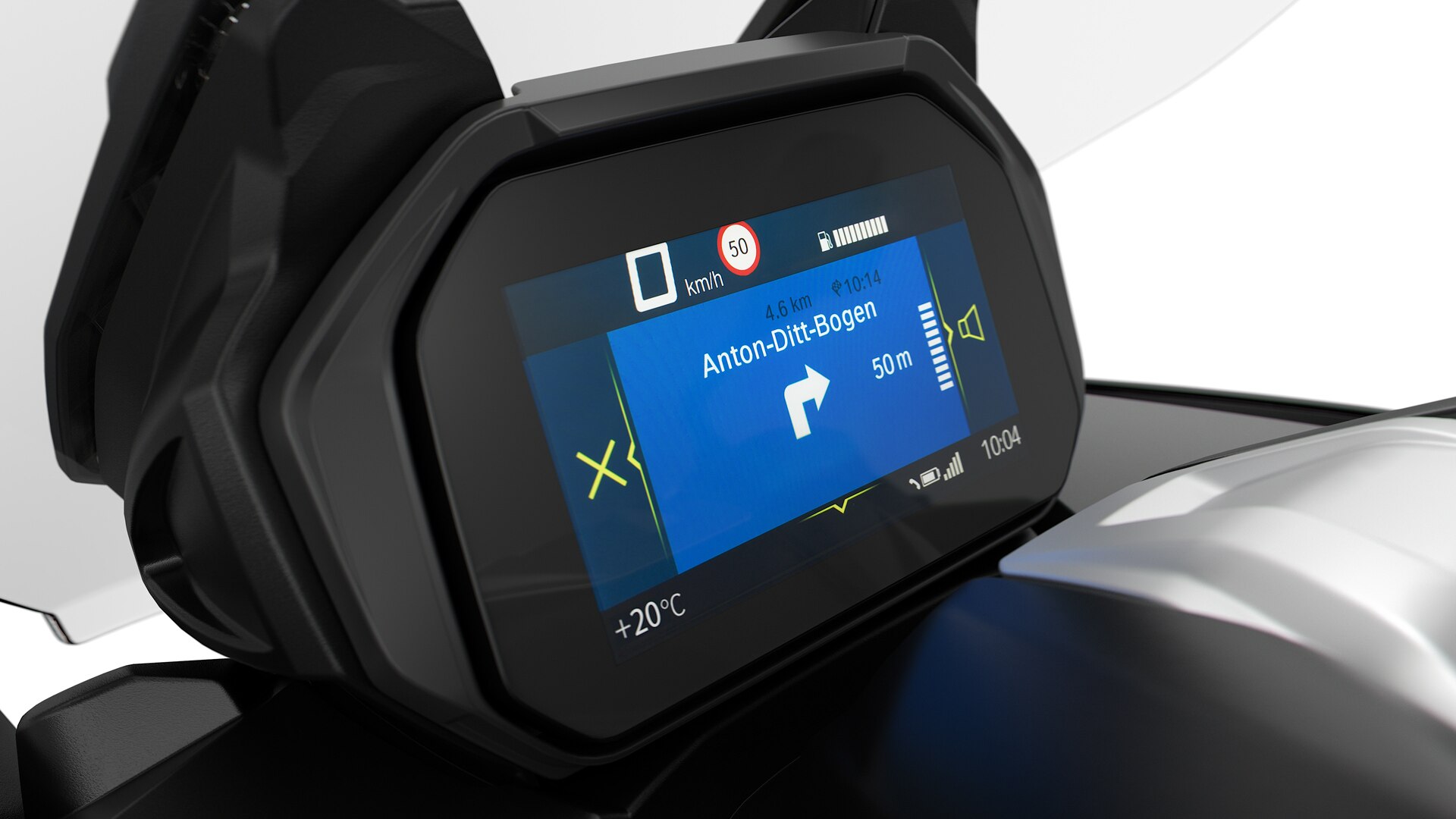 Aquí se ve la pantalla TFT con BMW Motorrad Connectivity.