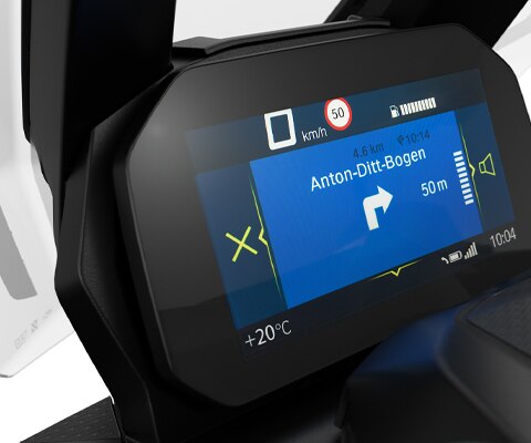 Aquí se ve la pantalla TFT con BMW Motorrad Connectivity.